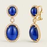 Sapphire Cabochon Halo Drop Earring