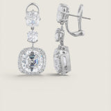 1.5CT CUSHION  1CT CUSHION AND 8 CT HALO SET CUSHION DROP EARRING - EF1330/CZ