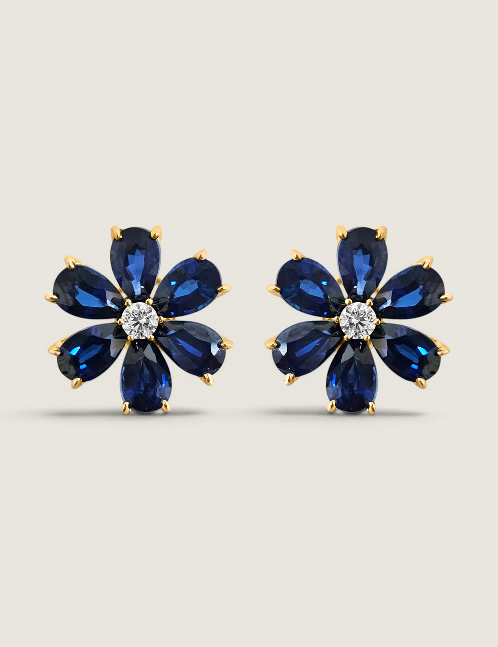 Sapphire Lily Button Earrings