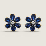 Sapphire Lily Button Earrings