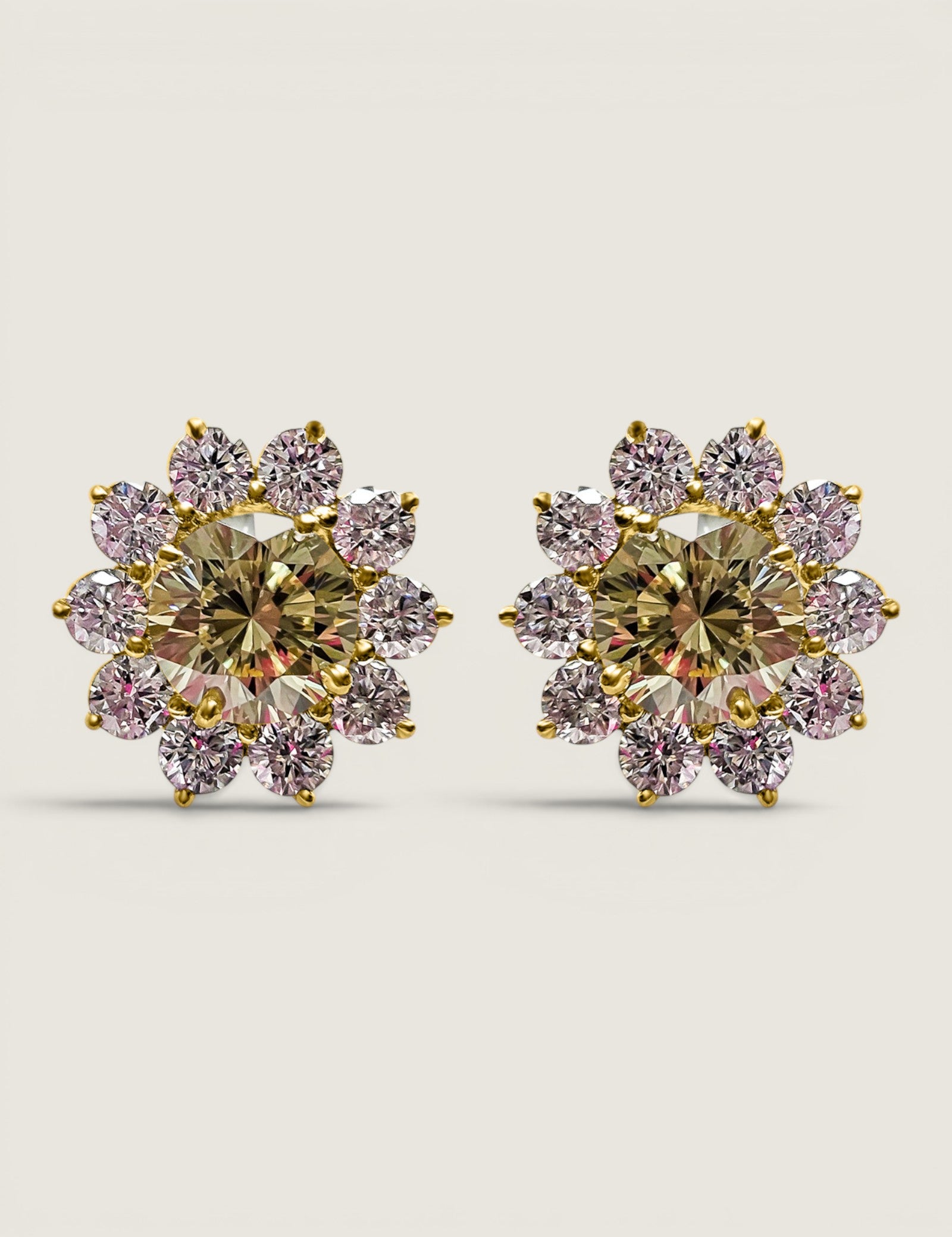 Soleil Canary Halo Earrings (4.5 TCW)