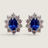Midnight Sapphire Halo Earrings (4.5 TCW)