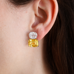 Clear Oval and Canary Emerald-Cut Double Stud (21 TCW) - Fantasia by DeSerio