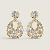 FLOWER TOP SURR. BY CHANNEL SET STONES W/3 FLOWERS  SURR BY CHANNEL SET STONE DROP - EF825/CZ