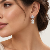 Pearl and Pear Drop Earrings (7.3 TCW)