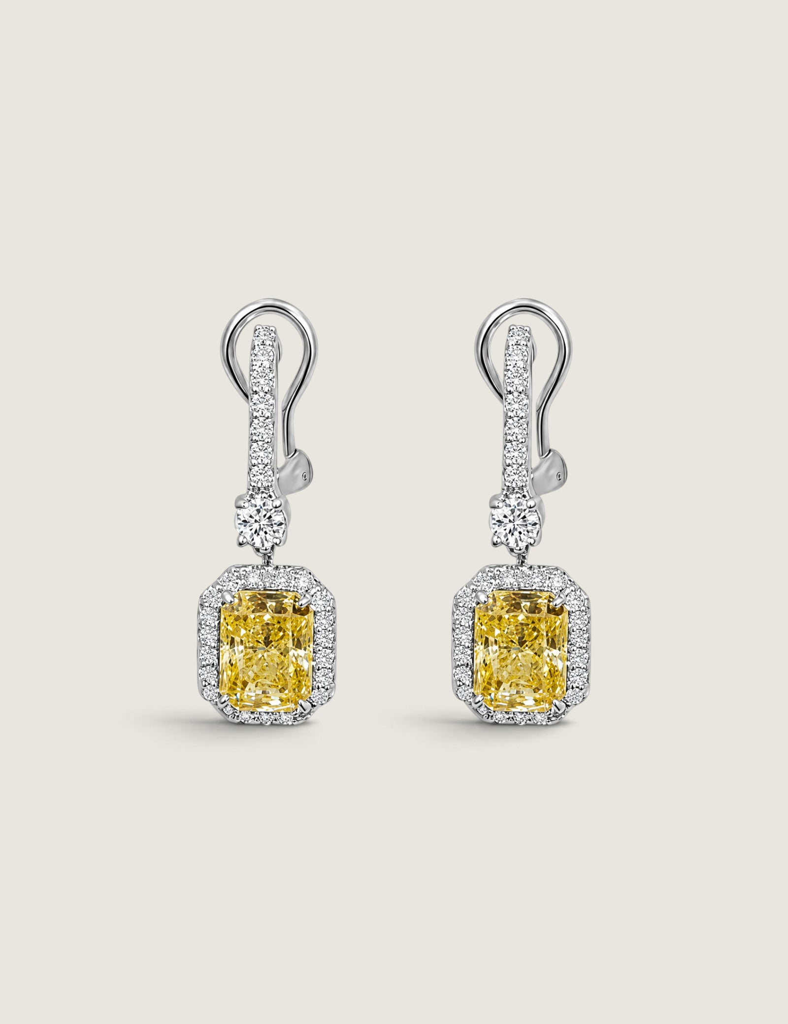 Radiant Canary Drop with Pave Earring - Fantasia by DeSerio