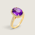 Oval Amethyst Micropave Halo Ring (4.75 TCW) - Fantasia by DeSerio