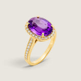 Oval Amethyst Micropave Halo Ring (4.75 TCW) - Fantasia by DeSerio