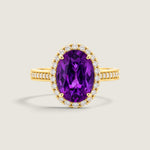 Oval Amethyst Micropave Halo Ring (4.75 TCW) - Fantasia by DeSerio