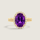 Oval Amethyst Micropave Halo Ring (4.75 TCW) - Fantasia by DeSerio