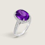 Oval Amethyst Micropave Halo Ring (4.75 TCW) - Fantasia by DeSerio