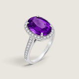 Oval Amethyst Micropave Halo Ring (4.75 TCW) - Fantasia by DeSerio