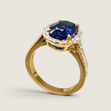 Oval Sapphire Micropave Halo Ring (4.75 TCW)