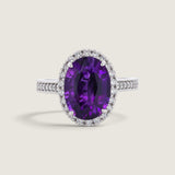Oval Amethyst Micropave Halo Ring (4.75 TCW) - Fantasia by DeSerio