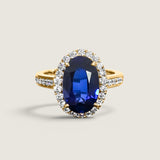Oval Sapphire Micropave Halo Ring (4.75 TCW)