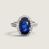 Oval Sapphire Micropave Halo Ring (4.75 TCW)