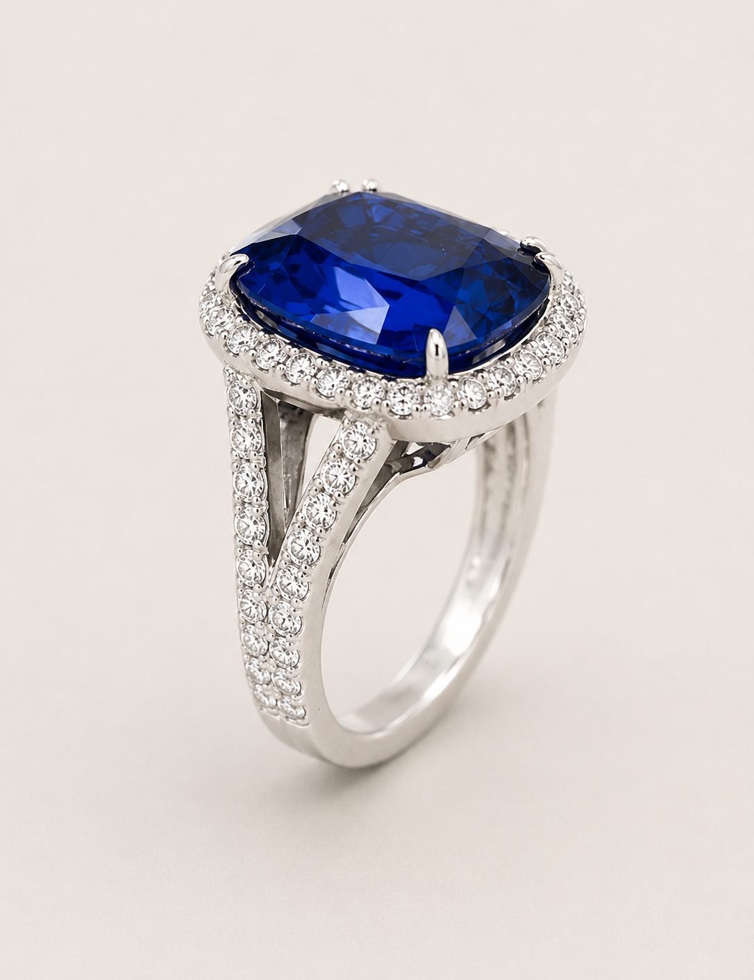 10CT CUSHION WITH HALO AND SPLIT SHANK(14X12)