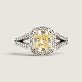 Cushion Cut Canary With Pave & Split Shank Ring