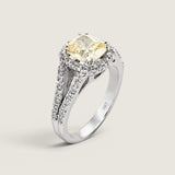 Cushion Cut Canary With Pave & Split Shank Ring