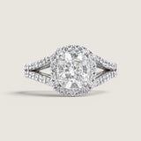 Cushion Cut With Pave & Split Shank Ring (3.5 TCW)