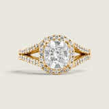 Cushion Cut With Pave & Split Shank Ring (3.5 TCW)
