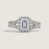 Emerald-Cut Halo with Split Shank Ring (1.75 TCW)