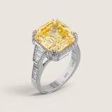 12.5ct ASSCHER WITH MICRO PAVE AND GRADUATED BAGUETTES F1454-CAN-CZ-14K