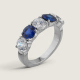 Alternating Sapphire Five Stone Half-Eternity Band (3 TCW)
