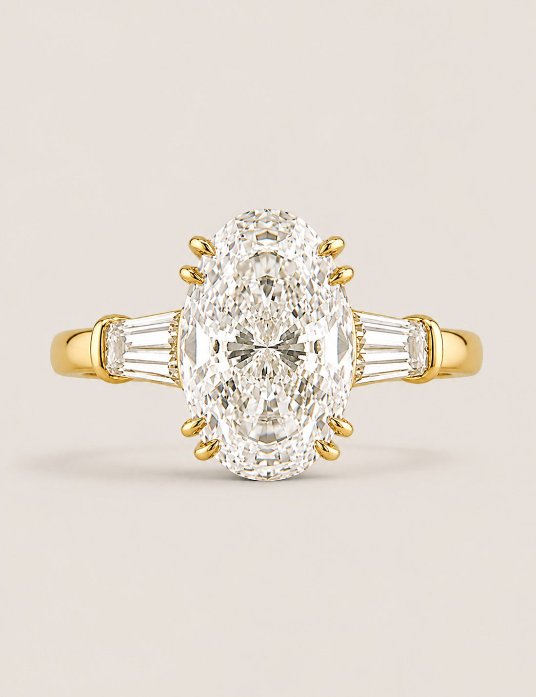 Oval Center with Baguette Side Stones Ring