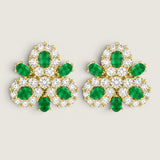 Cluster Earring with Emerald Cabochons