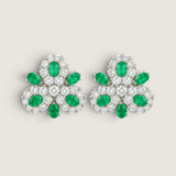 Cluster Earring with Emerald Cabochons