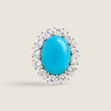 OVAL CABACHON SURR. BY ROUNDS F14-TURQ-CZ-14K