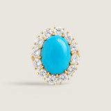 OVAL CABACHON SURR. BY ROUNDS F14-TURQ-CZ-14K