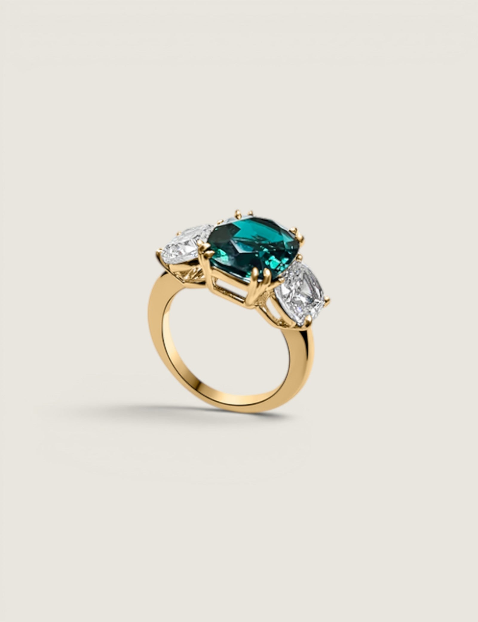 Emerald Lumière Cushion Ring (5 Carat Center)