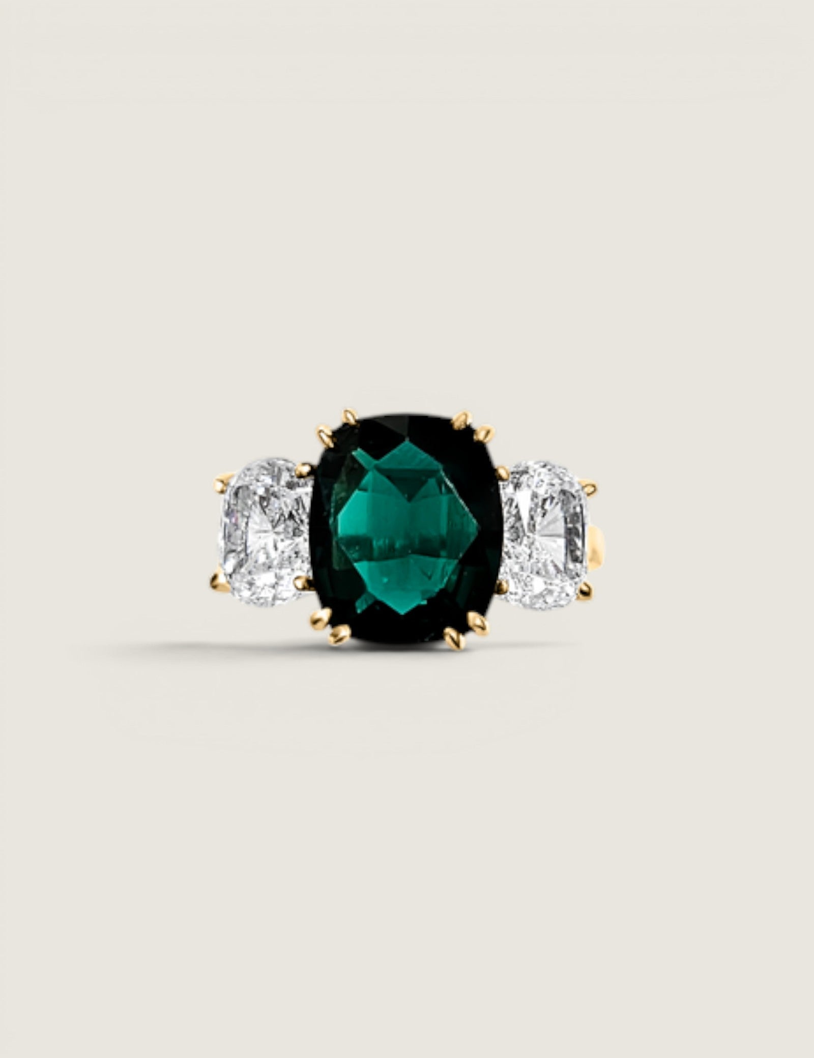 Emerald Lumière Cushion Ring (5 Carat Center)