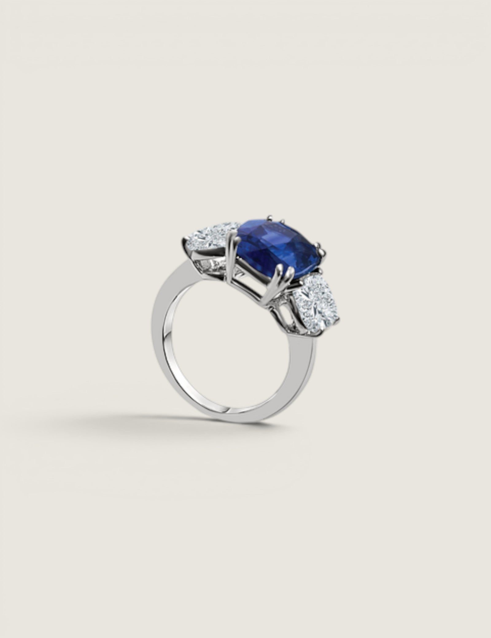 Sapphire Lumière Cushion Ring (5 Carat Center)