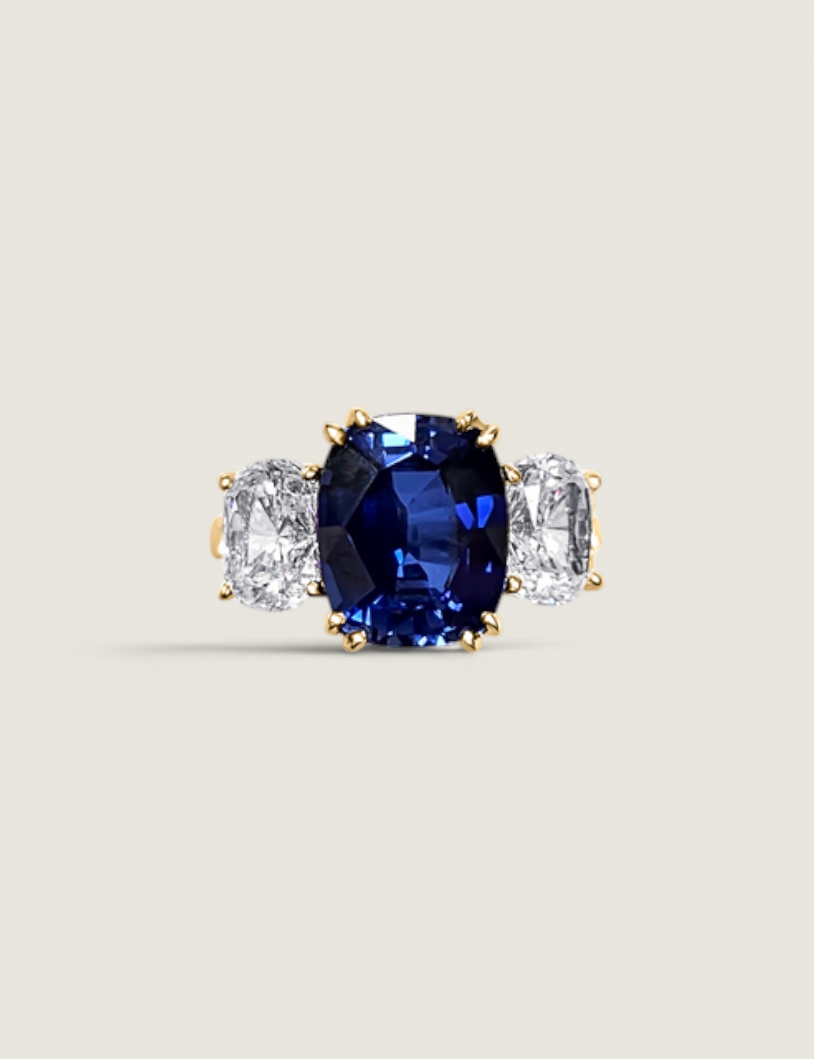 Sapphire Lumière Cushion Ring (5 Carat Center)