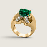 4CT(10MM) Princess Cut Emerald Statement Ring