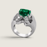 4CT(10MM) Princess Cut Emerald Statement Ring