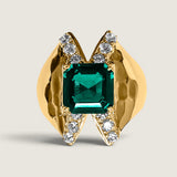 4CT(10MM) Princess Cut Emerald Statement Ring