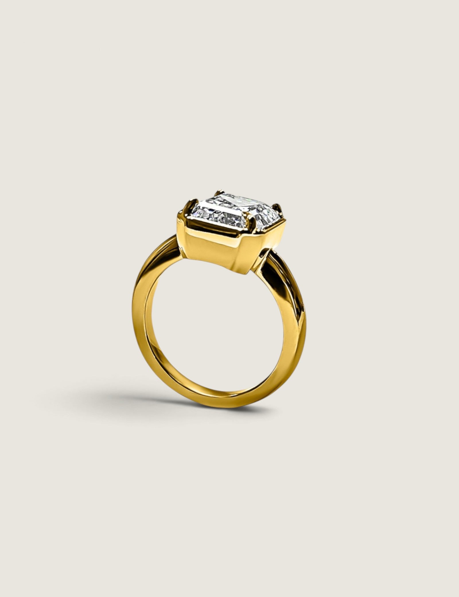 Bezel Set Emerald Cut Ring(5 TCW)