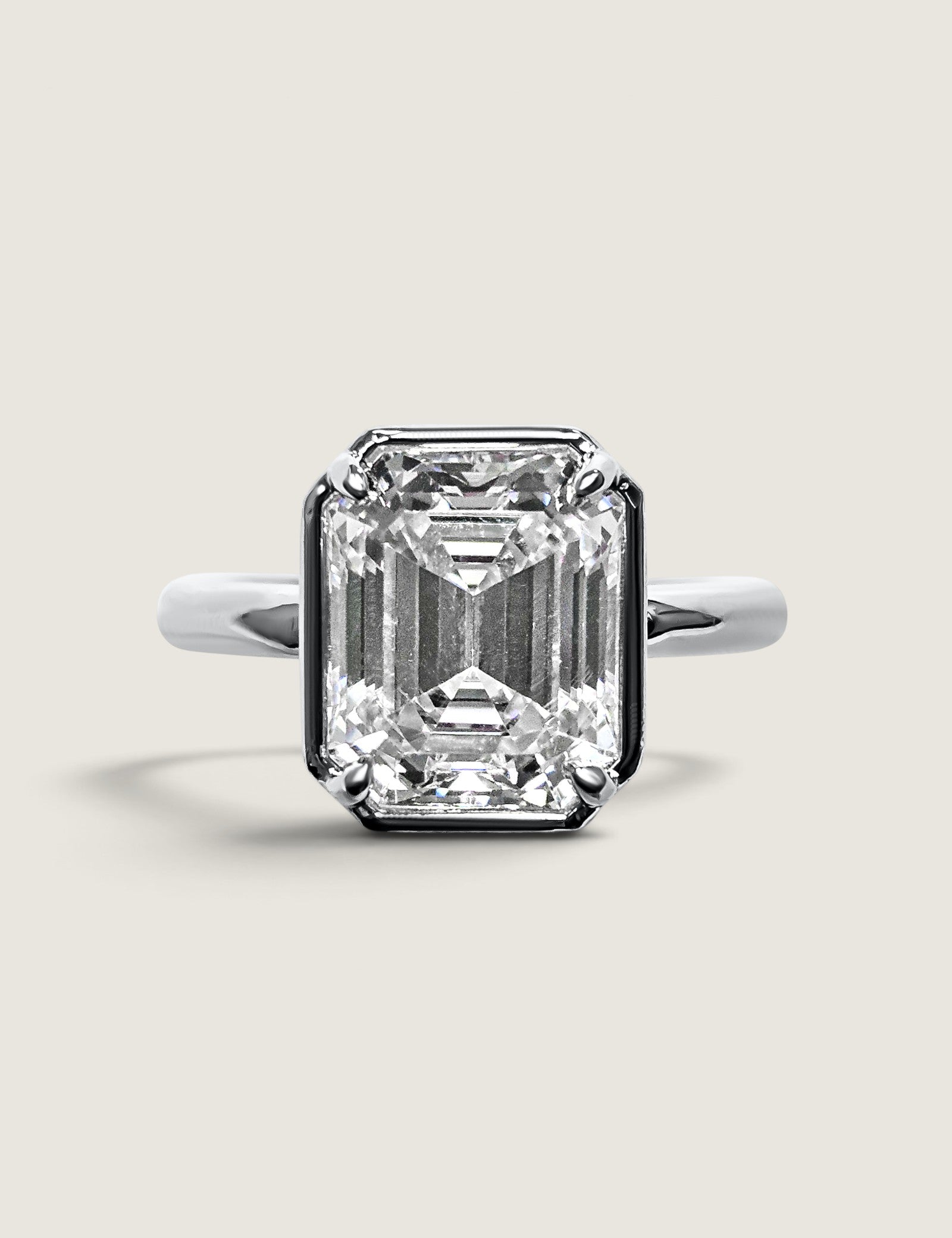 Bezel Set Emerald Cut Ring(5 TCW)