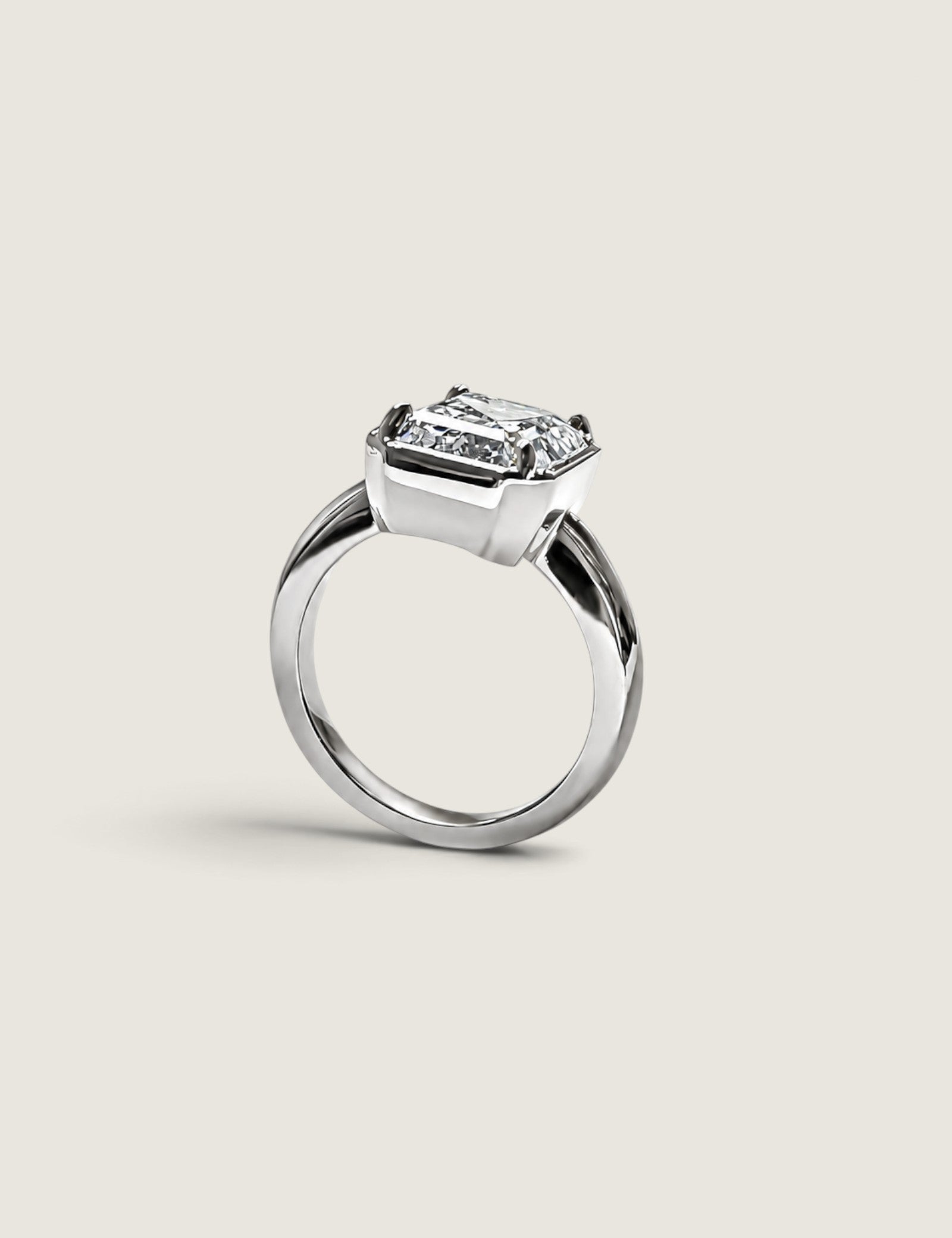Bezel Set Emerald Cut Ring(5 TCW)