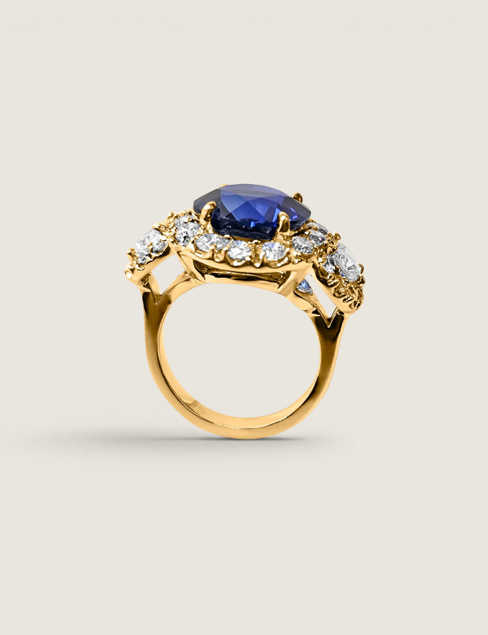 The Crown Sapphire Halo Ring