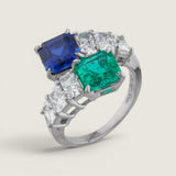 Emerald & Sapphire Bypass Ring