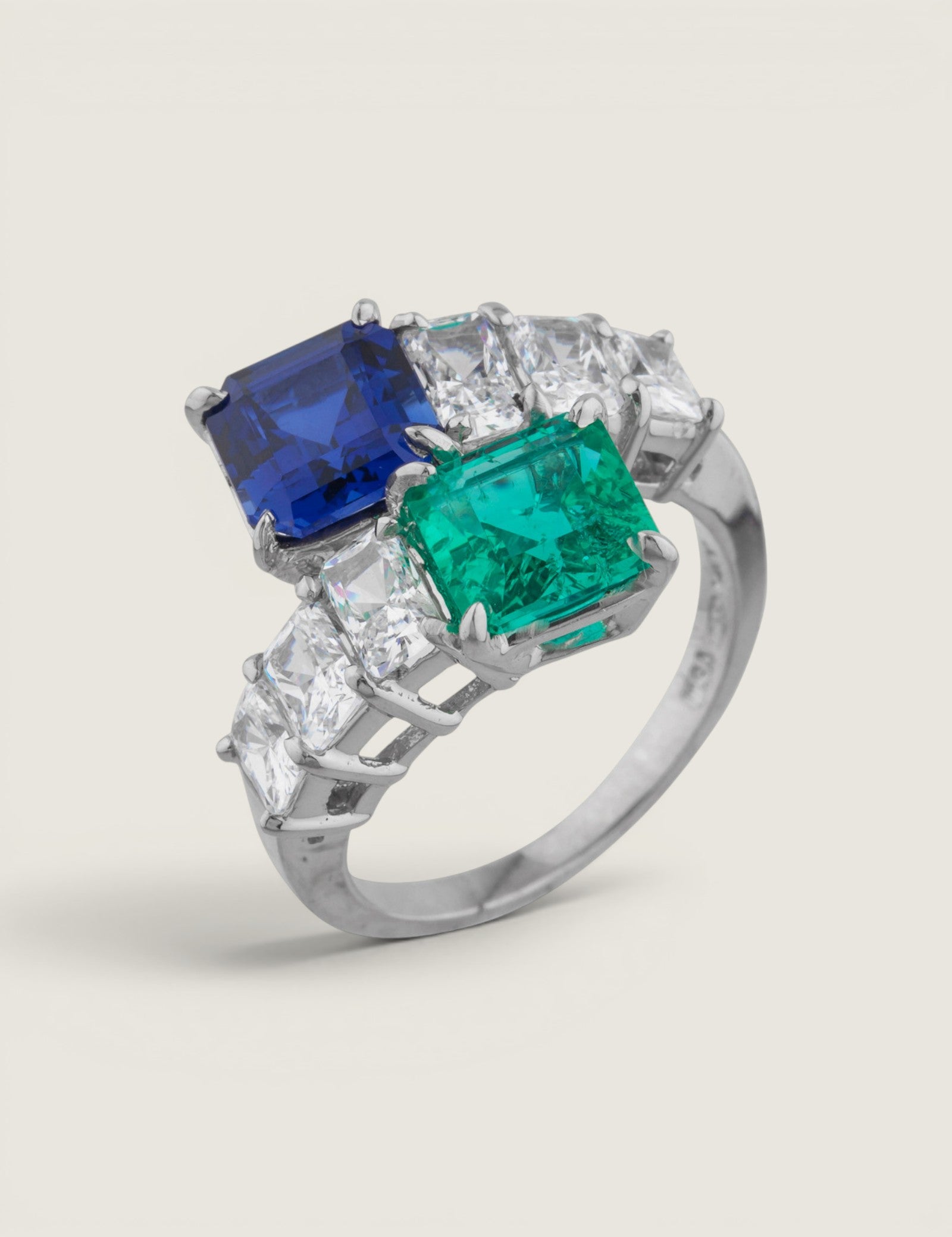 Emerald & Sapphire Bypass Ring