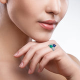 Emerald & Sapphire Bypass Ring