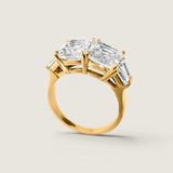 5ct Radiant Cut stones in the center with 4 Baguette Cut stones (.75ct) on the sides. Each stone size: 9x7mm F258-CZ-14K