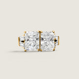 5ct Radiant Cut stones in the center with 4 Baguette Cut stones (.75ct) on the sides. Each stone size: 9x7mm F258-CZ-14K