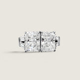 5ct Radiant Cut stones in the center with 4 Baguette Cut stones (.75ct) on the sides. Each stone size: 9x7mm F258-CZ-14K